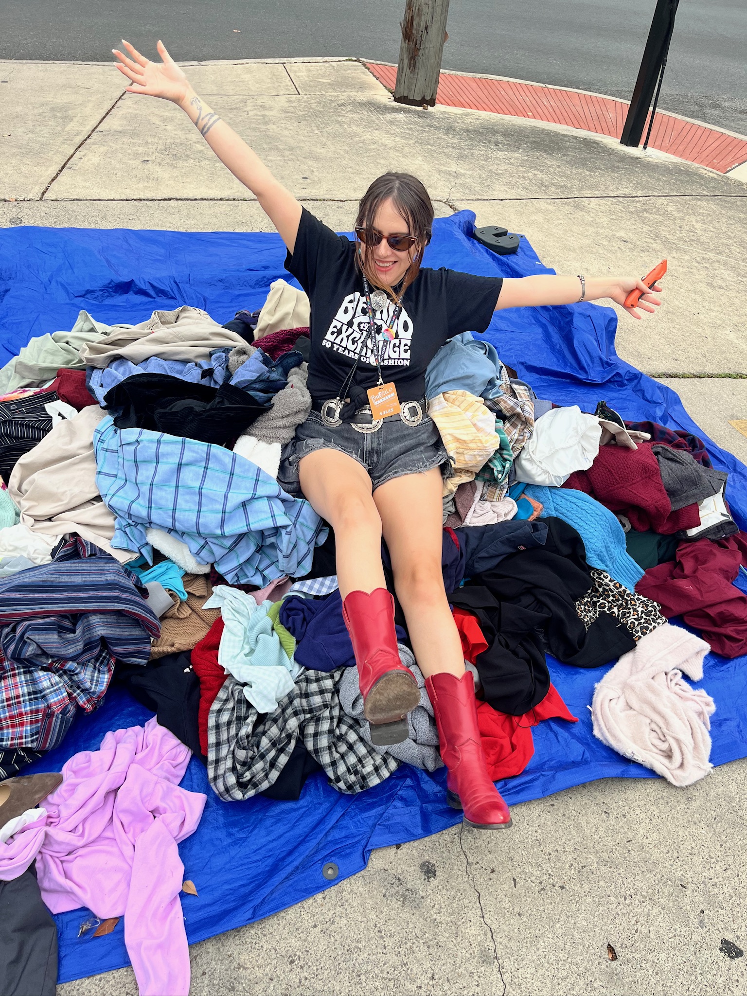 Two customers with their dollar finds