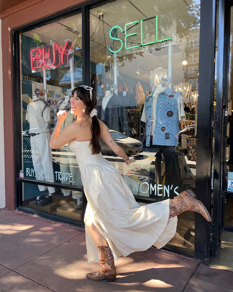 Person outside of Buffalo Exchange