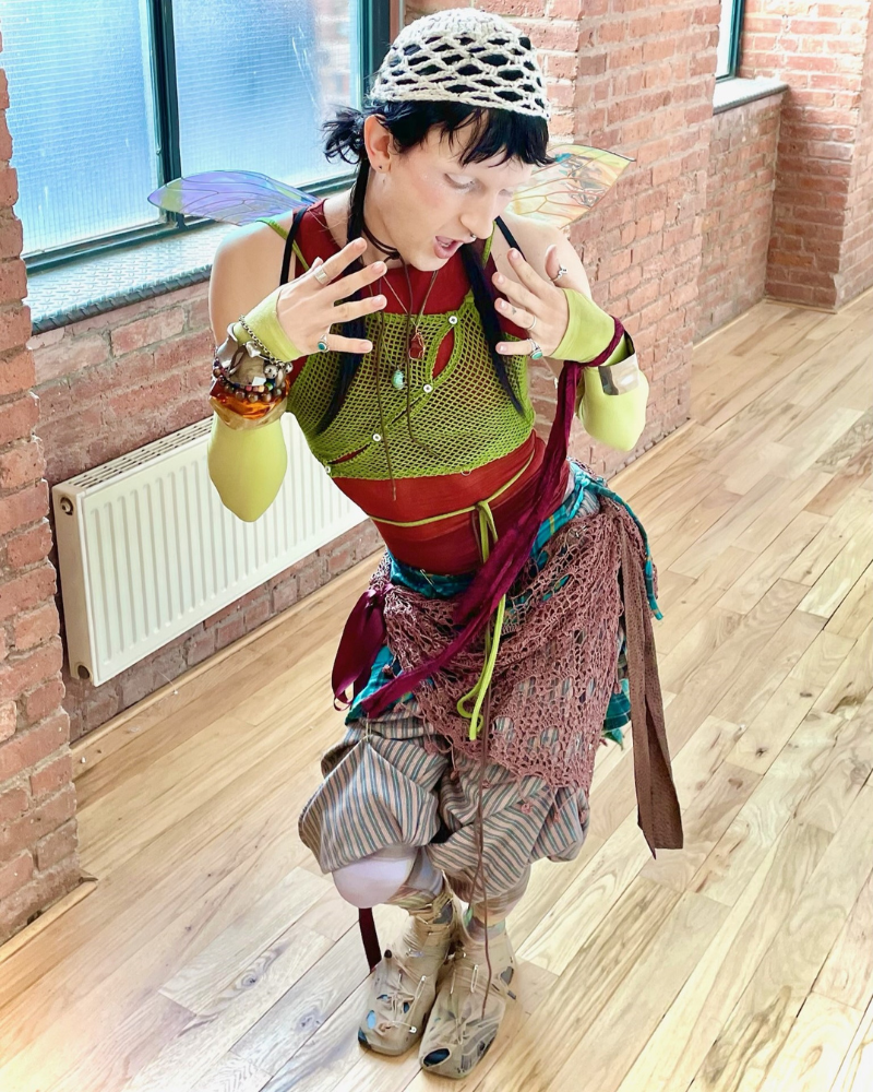 Buffalo Employee wearing assorted fabrics and fairy wings